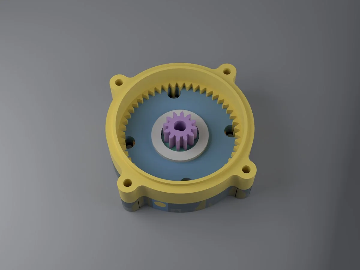 Detail 3D modelu — planetová převodovka v praxi